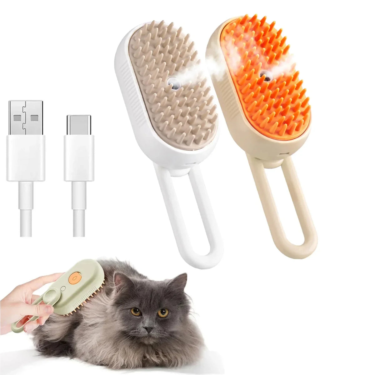 Dog grooming with the steam brush
