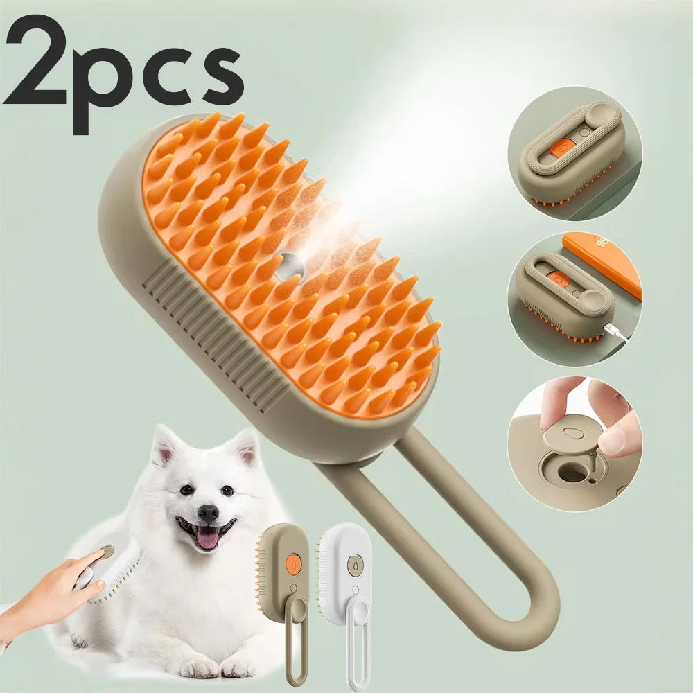 Steam pet brush for cats and dogs